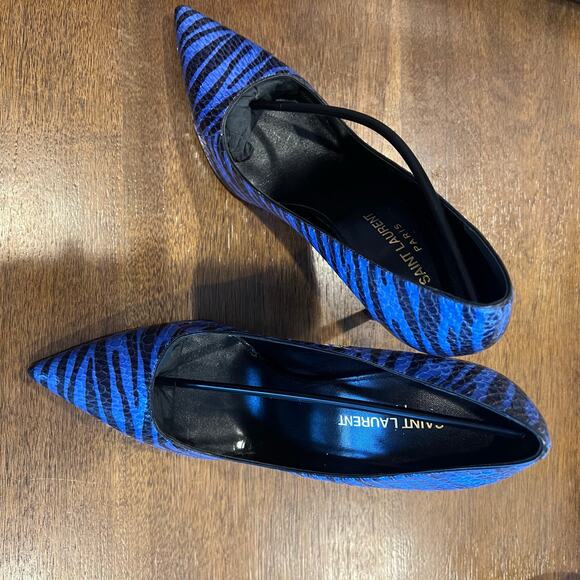 Saint Laurent YSL Yves  'Khan' black/blue SNAKESKIN shoes EU 40 US 10 - Picture 8 of 9